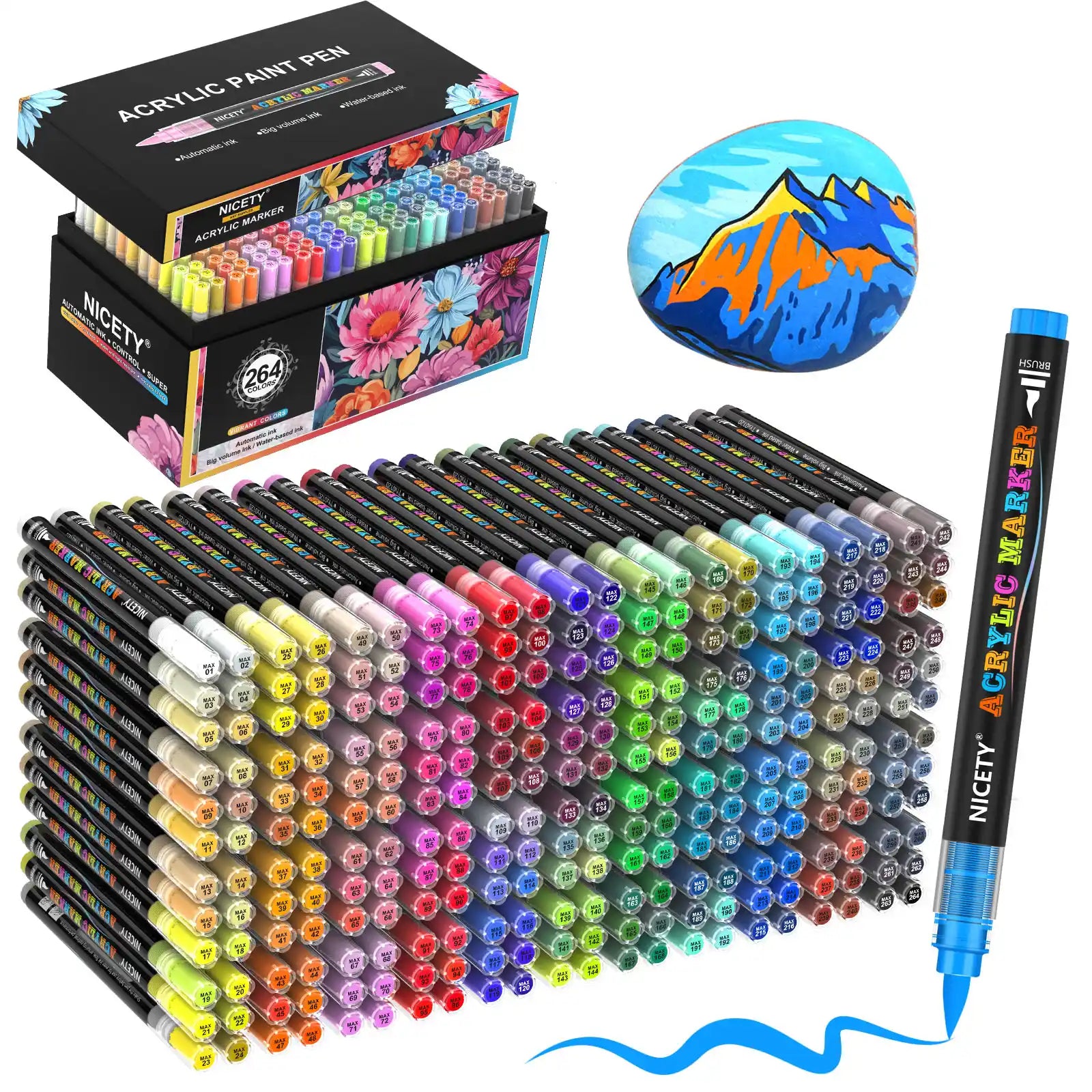 NICETY 264-Color Direct-Ink Acrylic Paint Marker Set