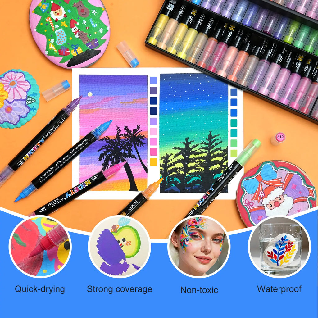 NICETY 54 Dual-Tip Markers for Drawing & Art